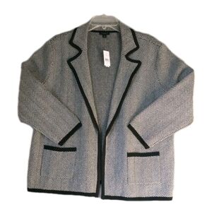 Ann Taylor Blazer XL Herringbone Open Front Sweater Long Sleeve Workwear NWOT